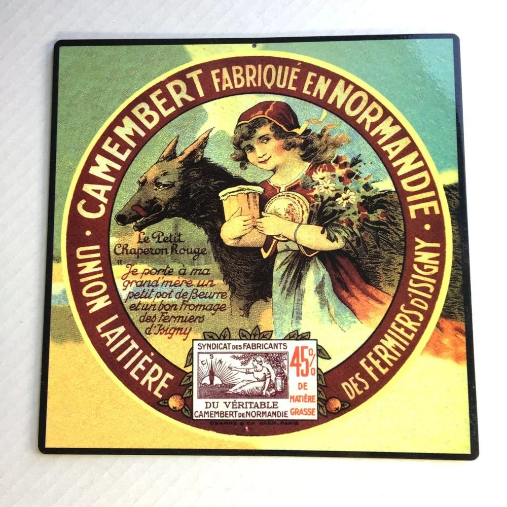 3 Metal Vintage Style Camembert Cheese Advertising Signs